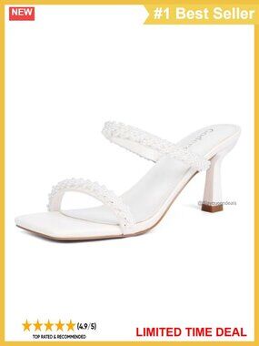 Kitten Heel Sandals Two Strap Square Toe Mule 3 Inch Heel